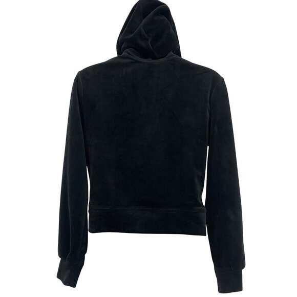 Juicy Couture Women Small S Velour Track Set Hoodie Jacket Pant Black Comfy EUC - Picture 6 of 12